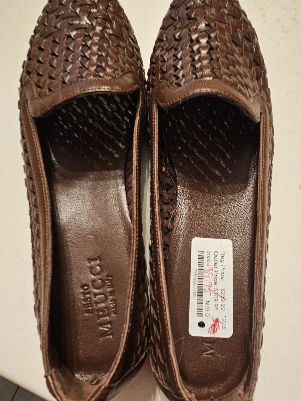 Sesto Meucci Brown Woven Leather Loafers NWT